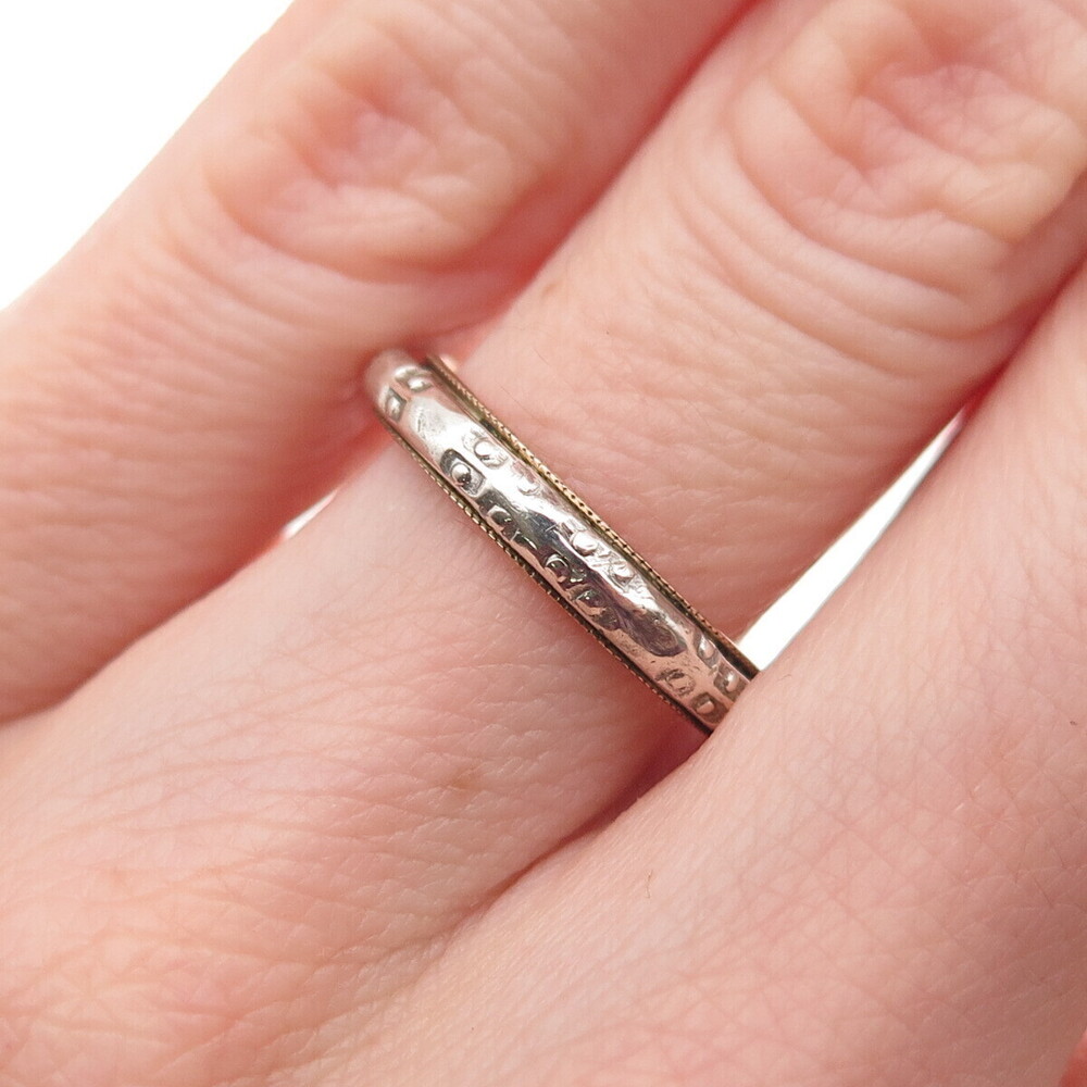 Vargas 925 Sterling Silver 10K Gold Filled Antique Art Deco Band Ring Size 6